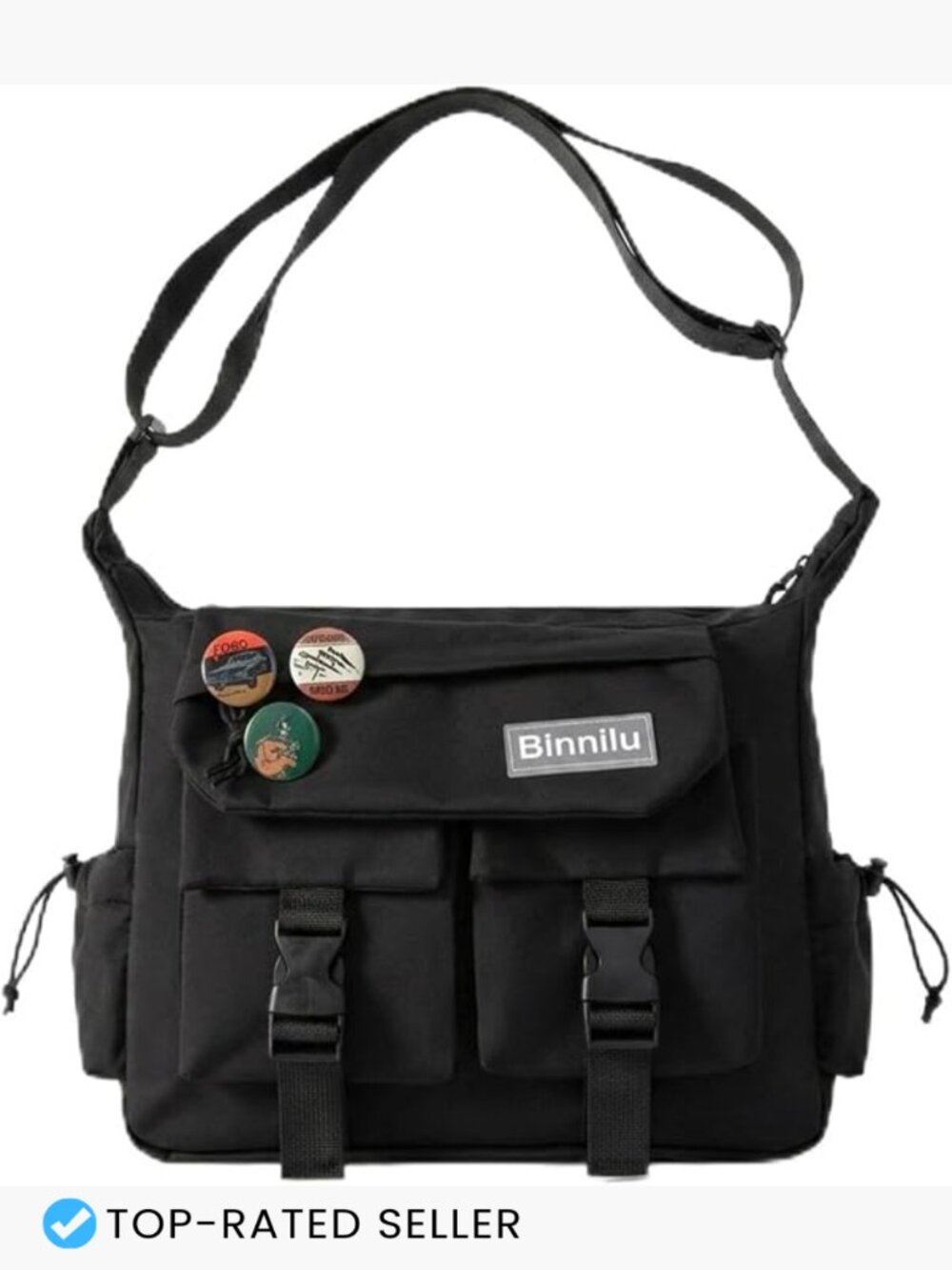 Aesthetic Nylon Messenger Bag Cute Preppy Crossbody Satchel Multi Pocket Purse